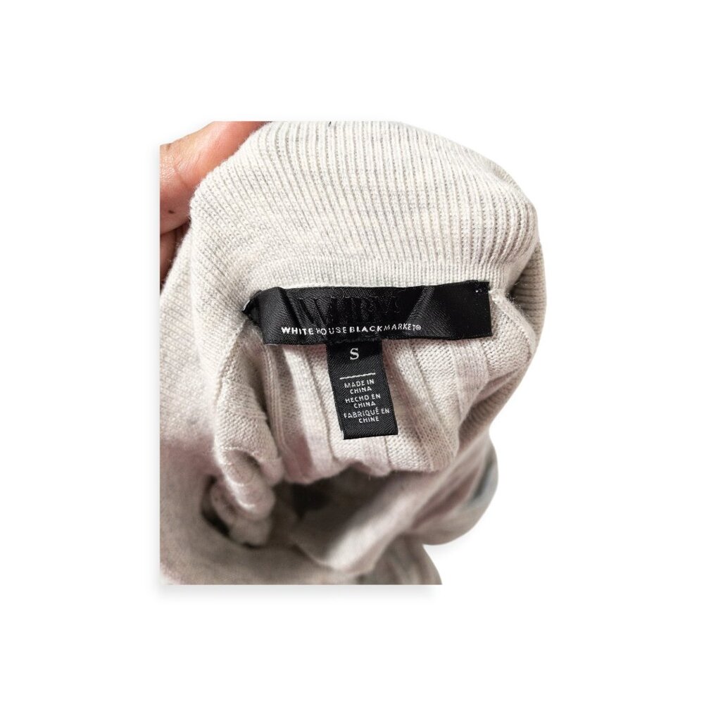 White House Black Market Ribbed Gray Button Up Cardigan Sweater SZ S Cozy - Picture 5 of 9